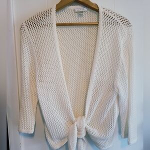 Cream Crochet Cropped Wrap Sweater M/L